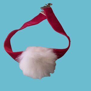 Claires Red Velvet Choker Necklace White  Pom Santas Helper Child